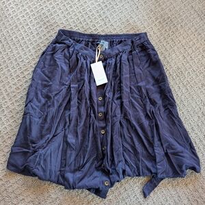 Navy Button-Down Skirt